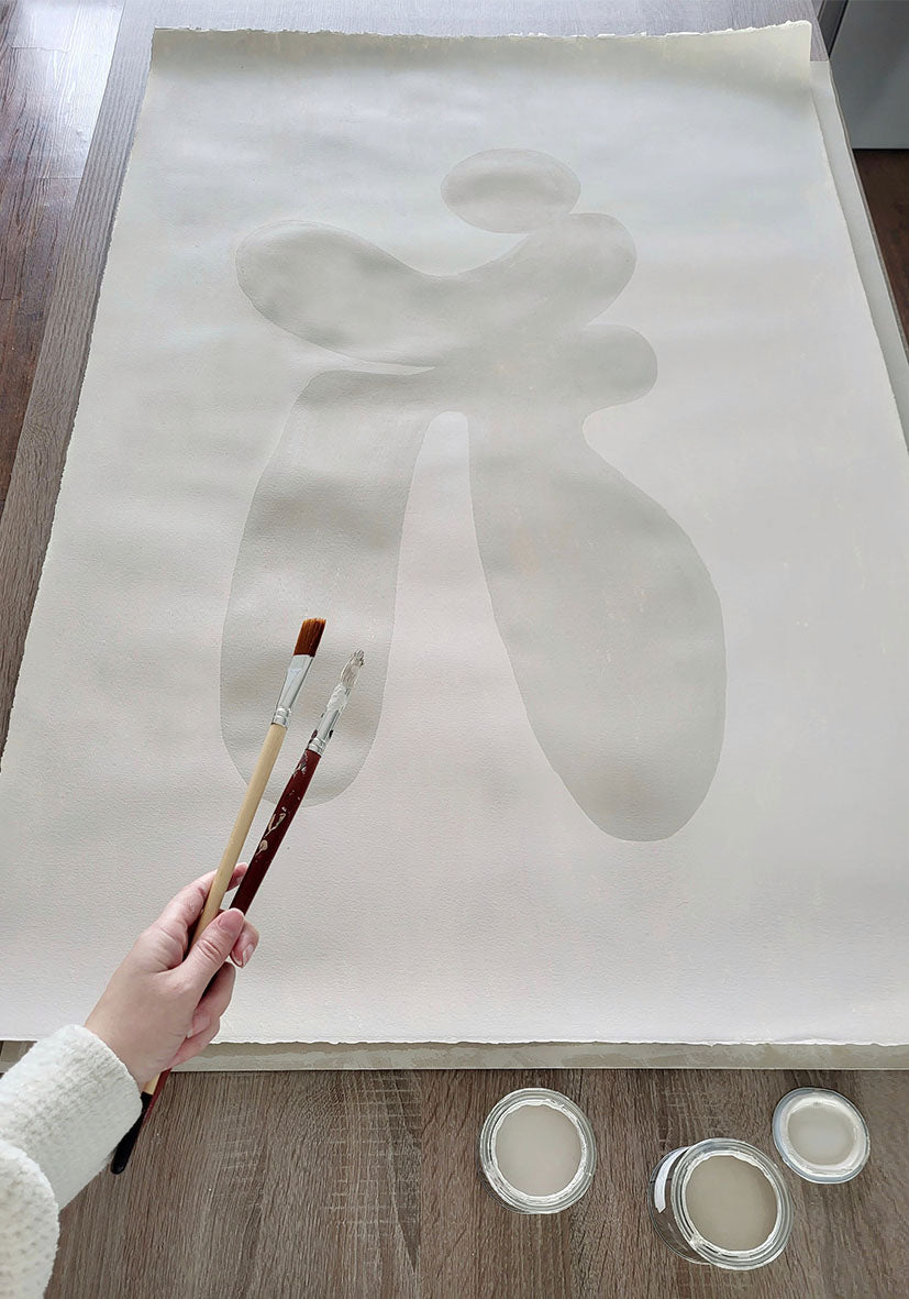 Japandi schilderij groot beige taupe STUDIO ZIBAA