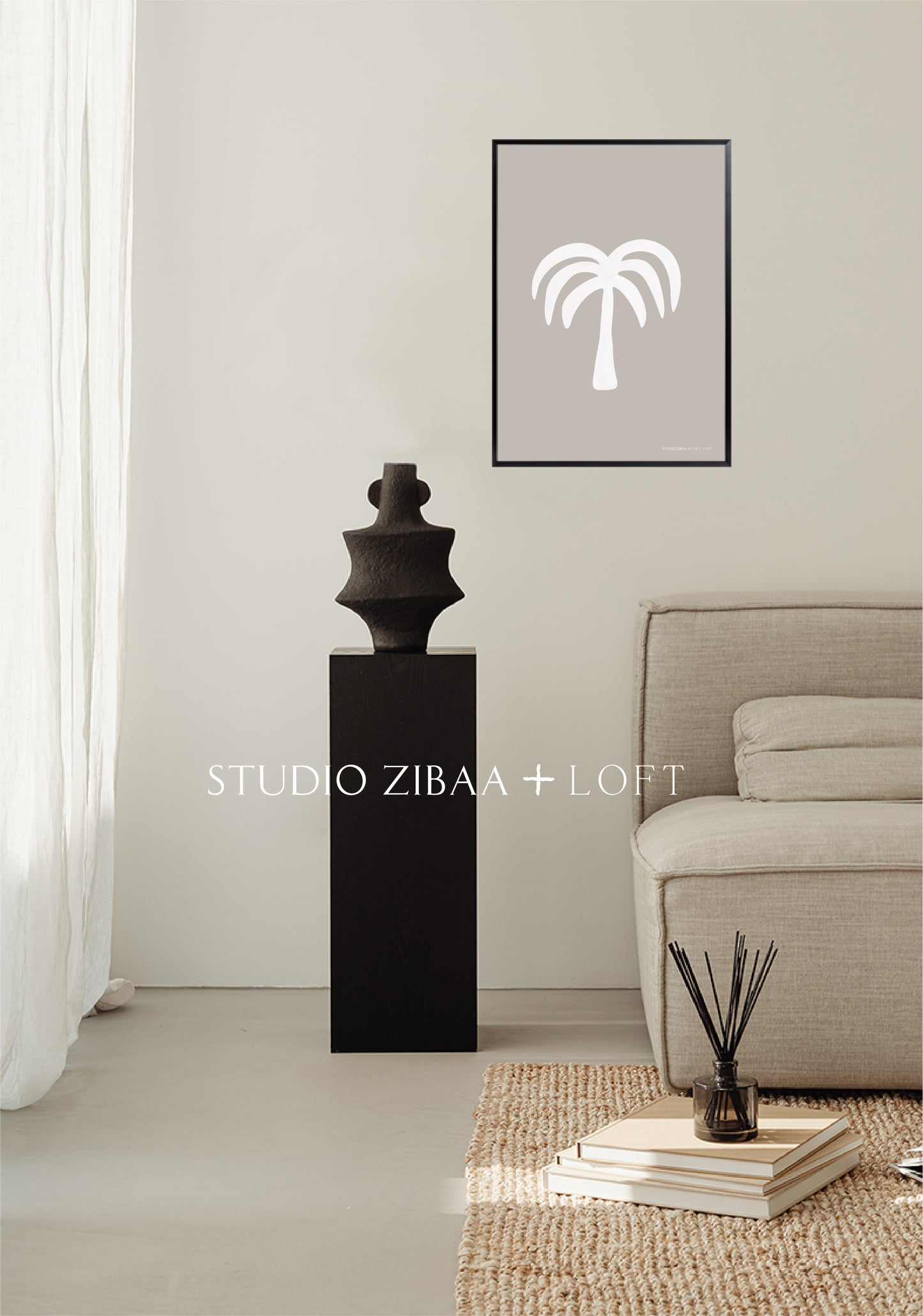 Palm - White Poster  |  STUDIO ZIBAA X LOFT